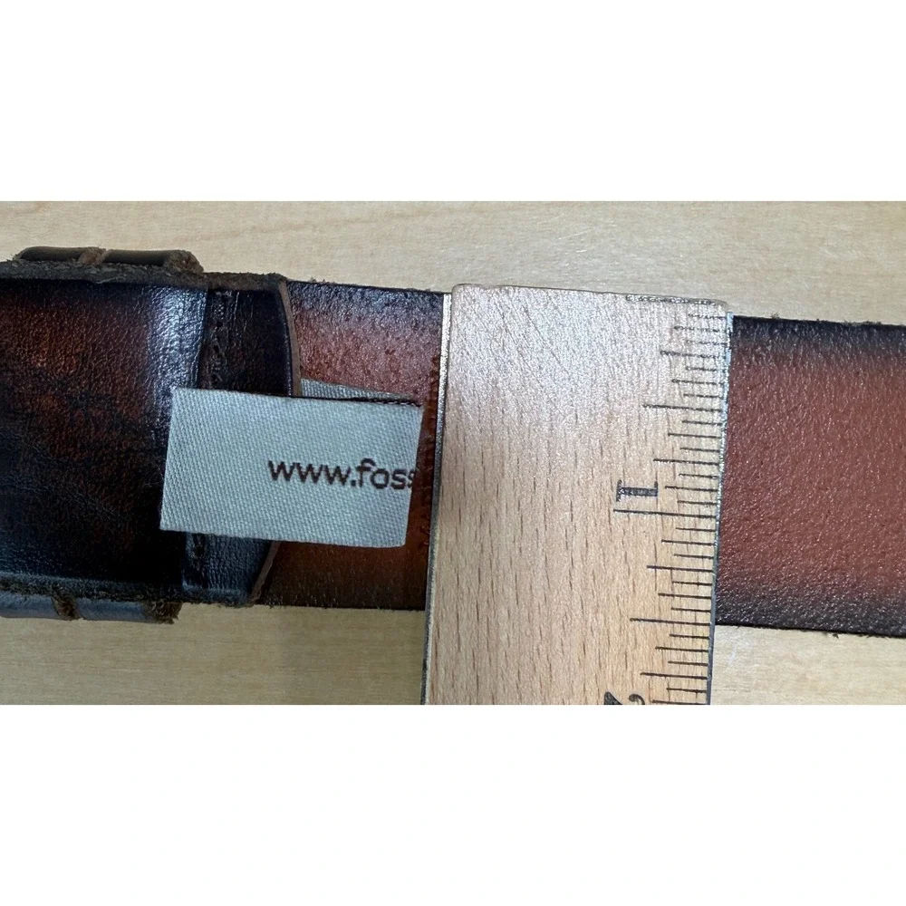 Fossil Leather Belt Mens 40 Brown Ombre Distressed MB1288 201 40 Gunmetal Buckle
